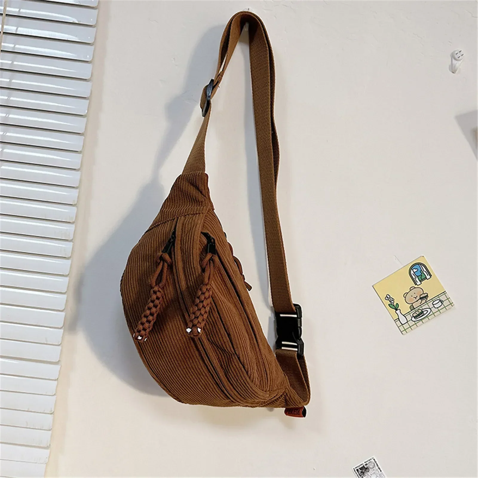 2024Fashion Fanny Pack Casual Corduroy Belt Bags for Women Female Banana Waist Bag Hip Purse Shoulder Crossbody Chest Bag Pocket - view 6