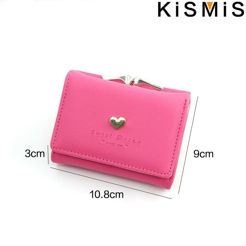 KISMIS Women\'s Short Wallet - Small Coin Purse with Hasp and Zipper, Cute Ladies\' Card Purses