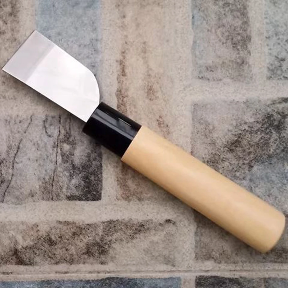 Leathercraft Hardware Tools, High-Speed Steel Precision Polished Leather Cutting Knife, Birch Wood Handle Cutting Tool