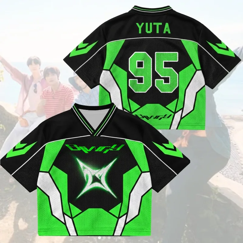 Women's JAEHYUN 97 NCT 127 Blingy Album Come Back Mixed Mesh Jersey Gift for Fans Mesh Star Graphic Y2K Oversized Streetwear