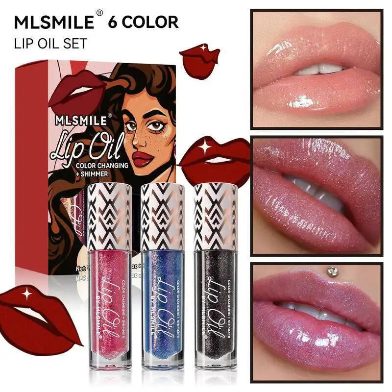 

MLSMILE Pearlescent Temperature Oil Moisturizing Glaze Valentine's Day Set Color Changing Lip Gloss 2025 New