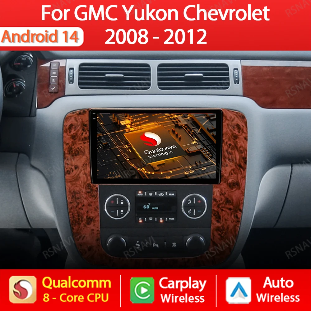 

Android 14 Car Radio For GMC Yukon Chevrolet Tahoe Suburban 2007 - 2012 Multimedia Stereo GPS Navigation Auto Carplay 4G WIFI BT
