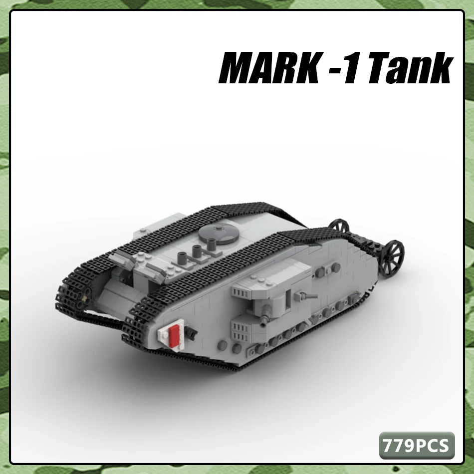 

MOC Military Series DIY Building Block Brick Britain MARK -1 Tank Modern High-tech Combat Vehicle Kids Gift Educational Toys