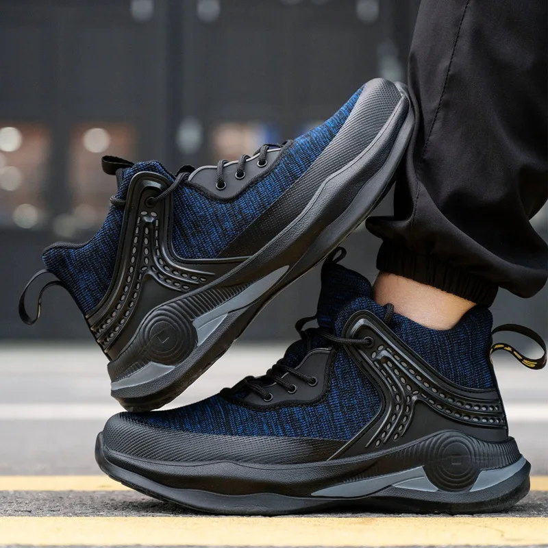 Sapatos de segurança masculinos sola sapatos de trabalho homem leve à prova dwaterproof água tênis de dedo do pé de aço com proteção anti esmagamento anti facadas