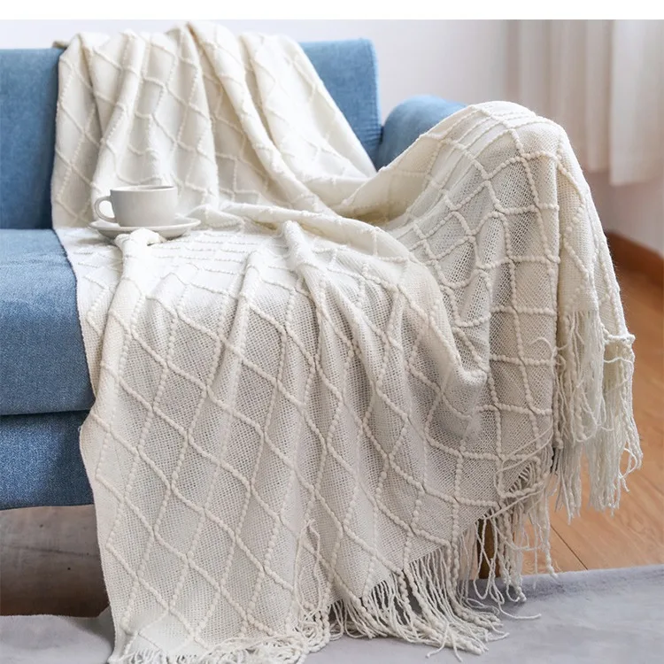 

Knitted Sofa Cover Blankets Tassel Thin Blanket Office Air Conditioning Blankets Bay Window Blanket Summer Nap Blanket