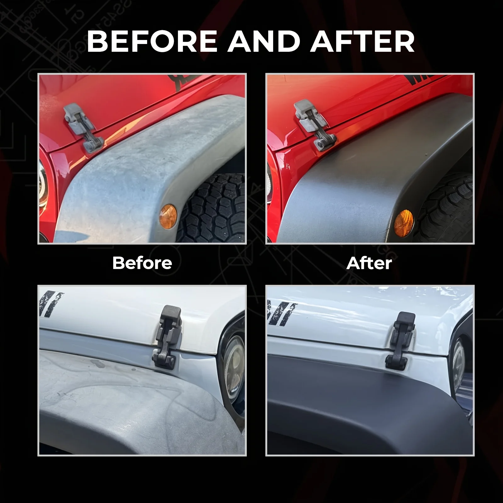 طقم إصلاح ديكور بلاستيكي للسيارات، إصلاح البهتان، حماية من الأشعة فوق البنفسجية وإخفاء الخدوش. سهلة الاستخدام، تطبيق إسفنجي مجاني