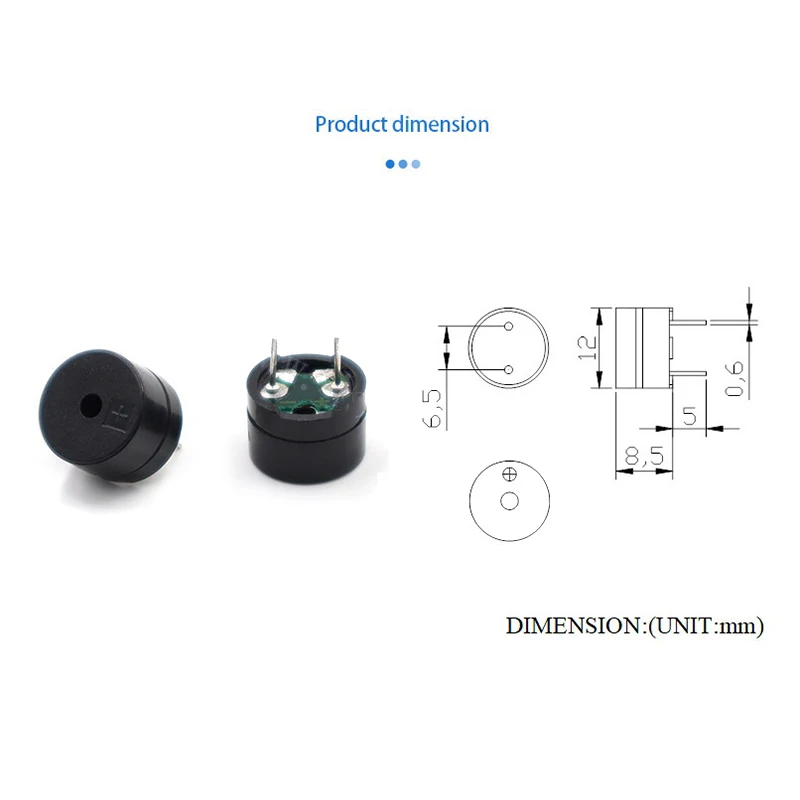 Passiva Split Buzzer Módulo, Módulo de Baixo Nível, Novo Kit, Alta Qualidade, 12x8.5mm, 1.5V, 3V, AC 16 Ohm Pin, 10Pcs