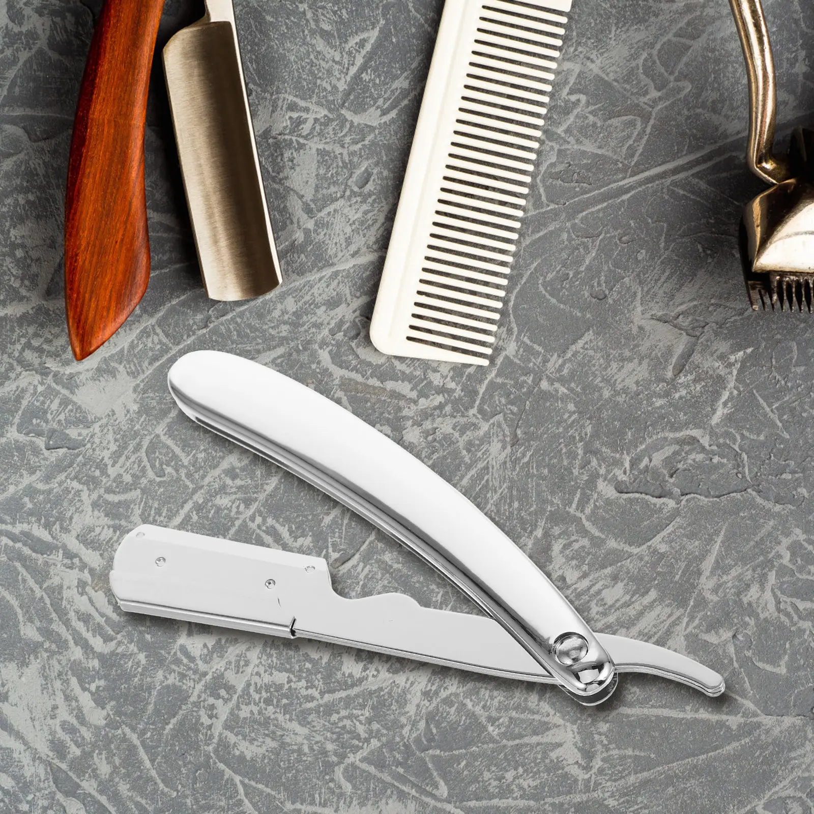 Manual Stainless Steel Plated Razor Blades Holder Foldable Barber Razor Holder Electric for Men Beard Eyebrow Trimming