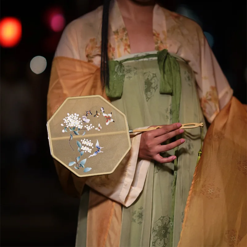 Embroidery hand-embroidered palace fan double-sided embroidered group fan begonia fan Chinese style Hanfu accessories