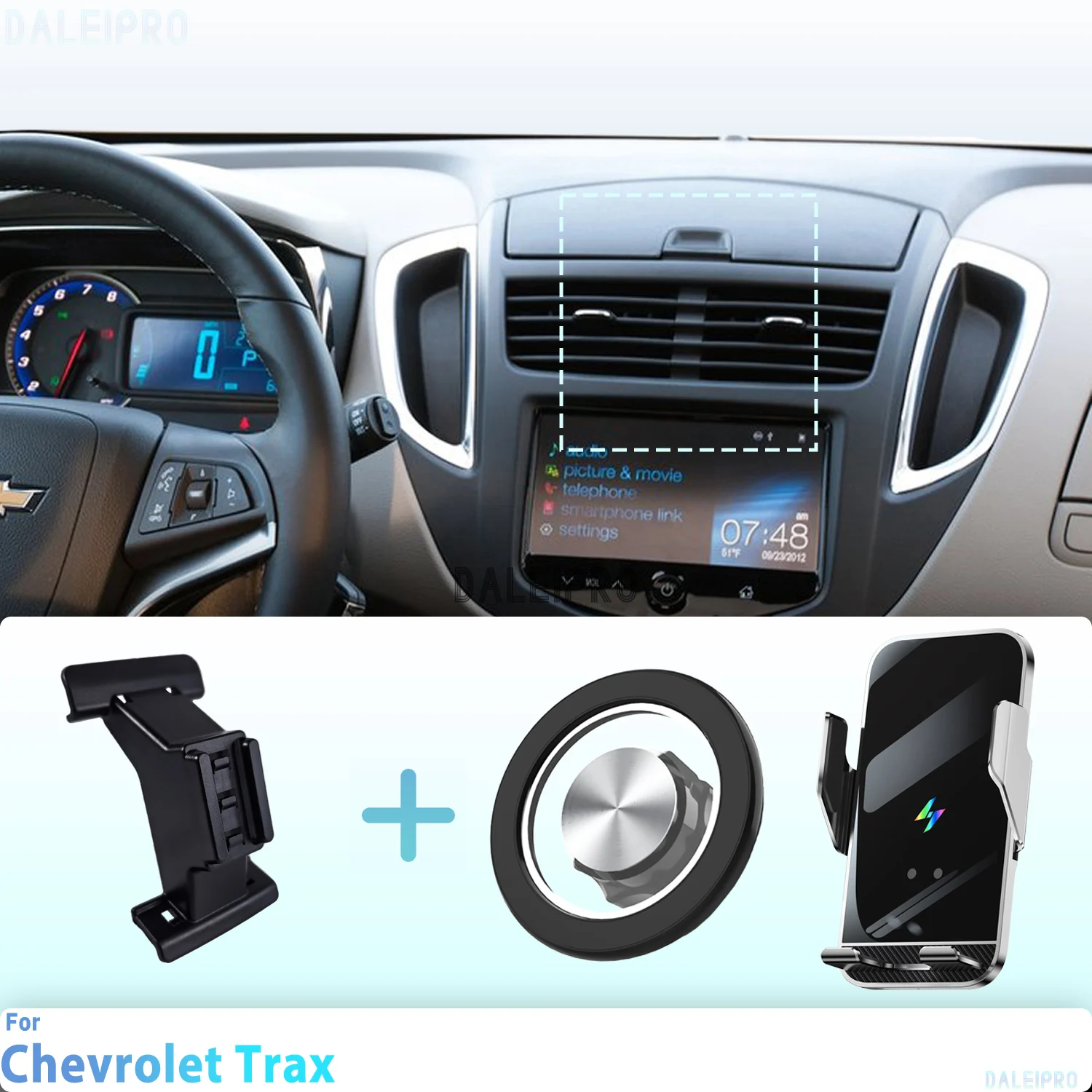For Chevrolet Trax 2014 2015 2016 Phone Holder Car Magnetic Mount Smart Sensing Wireless Charging One-Touch Release Qi