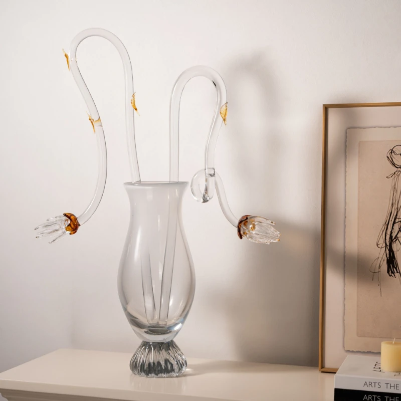 LTT modern minimalist art glass creative special-shaped flower ware glazed vase decoration