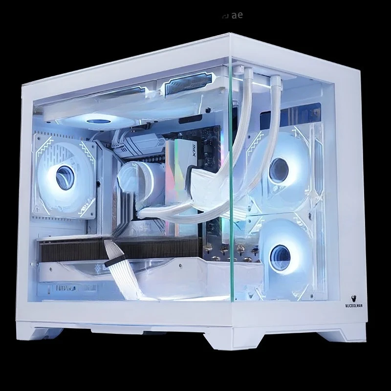 Snow-white Computer Case Desktop MATX Seaside Apartment 240/360 Water Cooling Full Side Transparent ITX Empty Box No Attachments