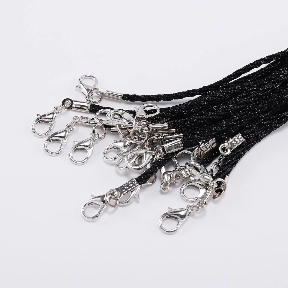 10 stücke 1,8mm Handgemachte Leder Einstellbar Geflochtenen Seil Schwarz Wachs Schnur DIY Halskette Anhänger Lobster Schließe String Schnur Schmuck kette