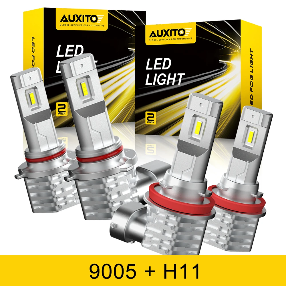 AUXITO 2 pièces 9005 H11 Combo phare LED Kit de feux de croisement pour tête de voiture antibrouillard ampoules DRL lampes Super lumineuses 12V Canbus 6500K