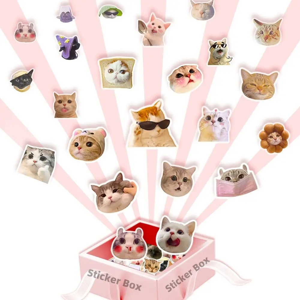 2024 50PCS Cartoon Sticker Cute Kitten Journal Sticker Removable Waterproof Decoration Cup