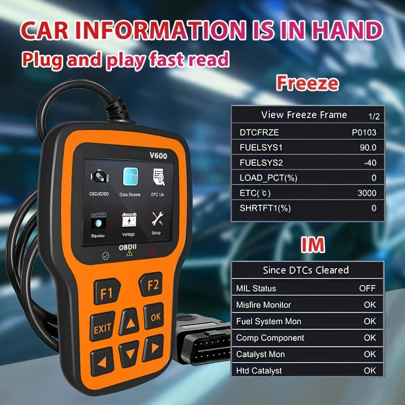 OBD2 Scanner Car Code Reader Support Voltage Test Plug and Play Car CAN Diagnostic Scan Tool Read and Clear Engine Error