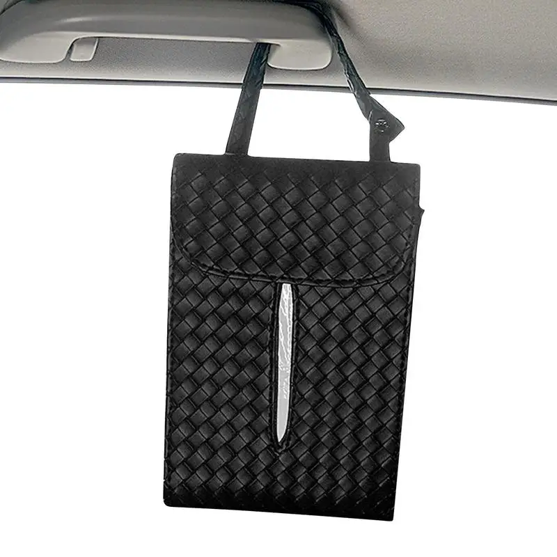 Car Napkin Holder Artificial Leather Napkin Box For Seat Back Removable Strap Design Soft Tissue Organization Box For Caravan