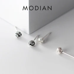 Modian New Arrival Lovely Knotted Stud Earrings for Women Sterling Silver 925 Anti-Allergy Four Size Ear Pin Fine Jewelry Gift