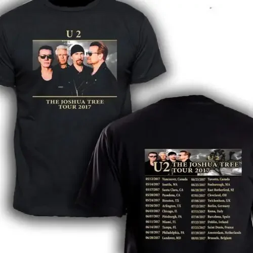 U2 Joshua Tree Tour Dates 2017 Tee T-Shirt 2 Sided Unisex Adult Vtg