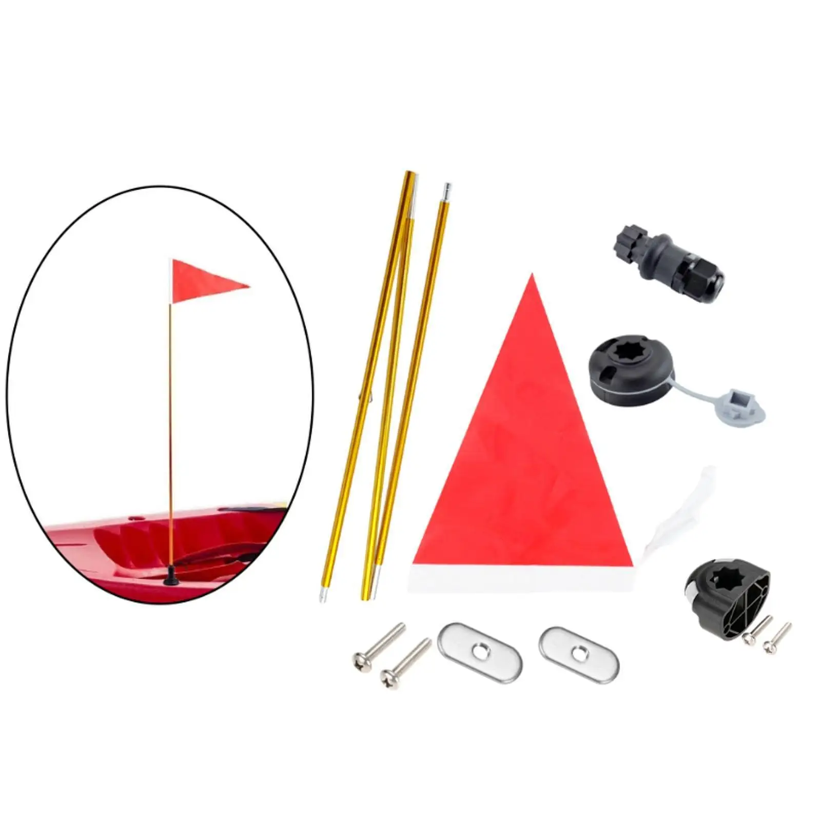 Kit de base de poste de liga de alumínio dobrável com bandeira segura para canoa de alta visibilidade para barco à prova d'água de caiaque