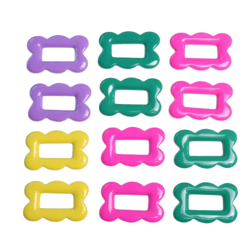 Wholesale 50pcs/lot color print geometry rectangle shape resin cabochon beads diy jewelry garment accessory