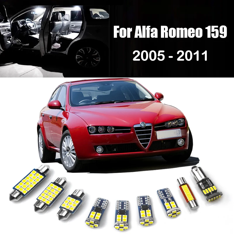 14pcs Car LED Bulbs For Alfa Romeo 159 2005 2006 2007 2008 2009 2010 2011 Interior Reading Lamps Door Trunk Lights Accessories