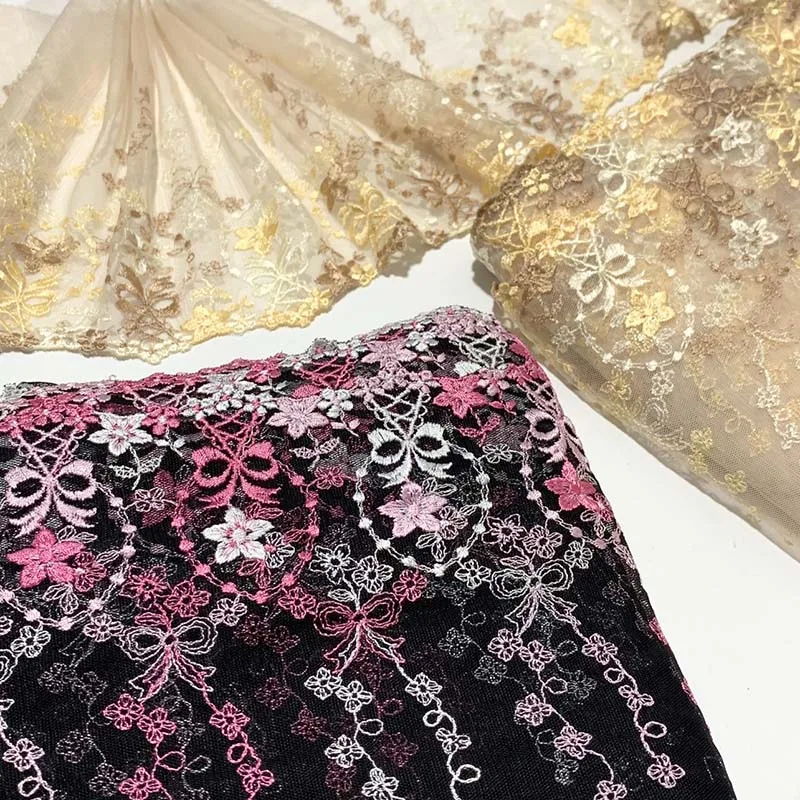 

14 ярдов кружевная бейка с вышивкой для одежды, аксессуары, платье, шитье, костюм, цветочные банты, кружевная ткань