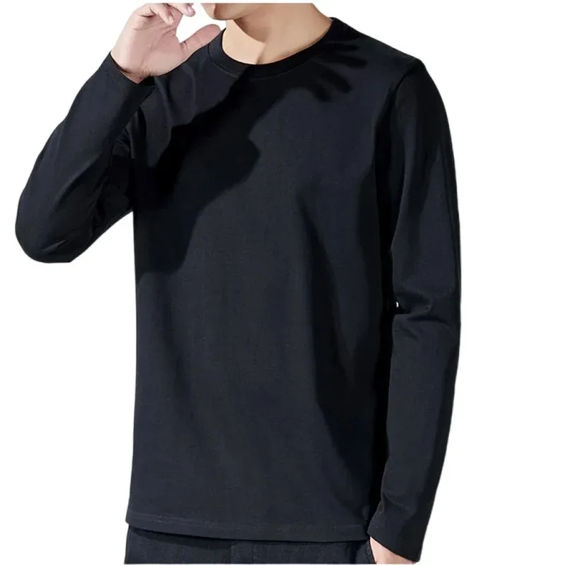 

Fashion New Men's T-shirt Cotton Long Sleeve T-shirt Solid Color Men's Clothing Spring and Autumn Long Sleeve T-shirt Large Size