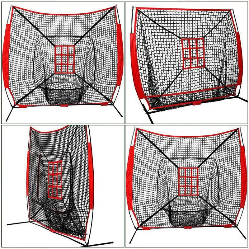 Filet cible de softball réglable, rouge et noir, pratique du lancer, frapper, attraper et entraîner au baseball, 2 pièces