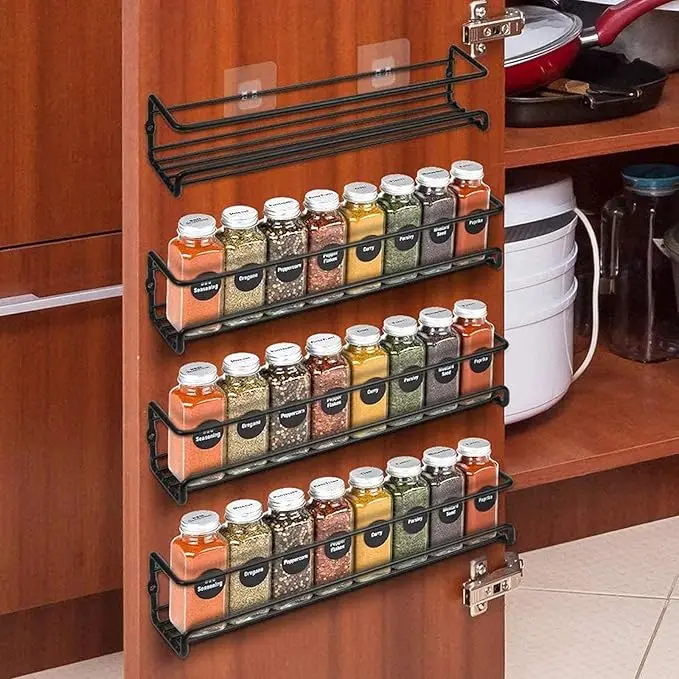 Non Perforated Metal Kitchen Storage Rack Minimalist Wall Mounted Storage Household Seasoning Rack Spice Storage Drainage Rack