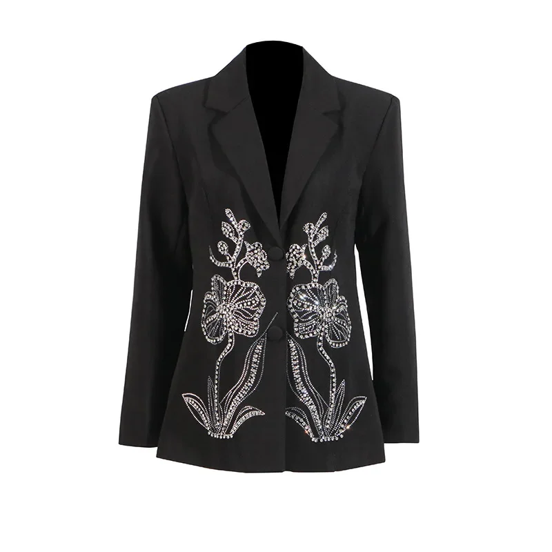 SuperAen Fashion 2025 Spring New Design Embroidered Flares Flower Slimming Suit Woman Elegant Casual Blazer