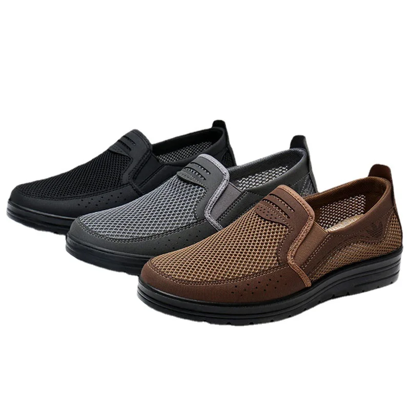 Breathable Men\'s Casual Shoes Summer Style Mesh Flats for Men Slip on Loafer Creepers Soft Walking Shoes Comfortable Dad Shoes