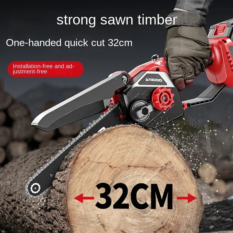 Household small handheld rechargeable lithium electric saw sawing trees outdoor cutting wood one-hand chain saw