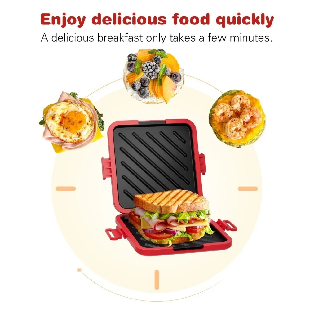 Removable Microwave Sandwich Maker Fast Heating Non Stick ‌Panini Press Grill Pan Double Sided Baking Tray Microwave Toaster