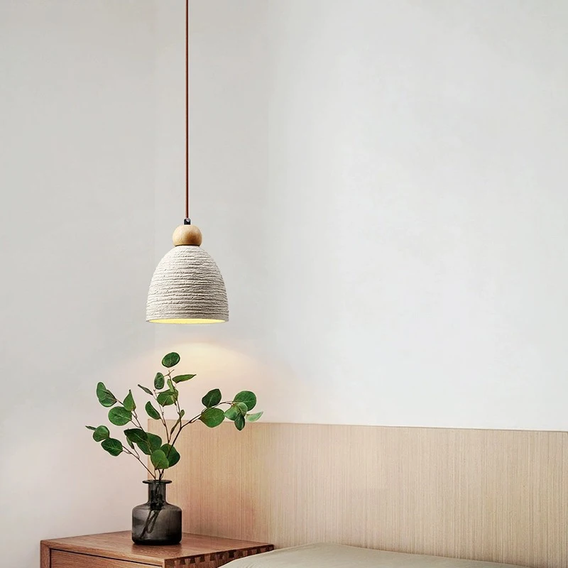 Imagem -04 - Creme Estilo Led Pendant Light Lâmpadas Penduradas para Teto Quarto Lustre de Cabeceira Lâmpada Retro Earth Color Decoração do Quarto 110v 220v