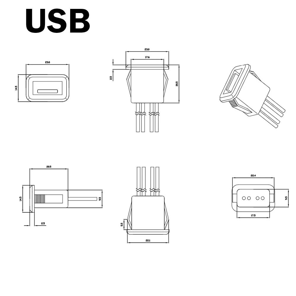 مقبس شاحن من النوع الخاطف ، 2 دبوس ، 4 دبوس ، موصل USB ، 3A منفذ مقبس شحن عالي التيار ، 2P ، 4P ، 10