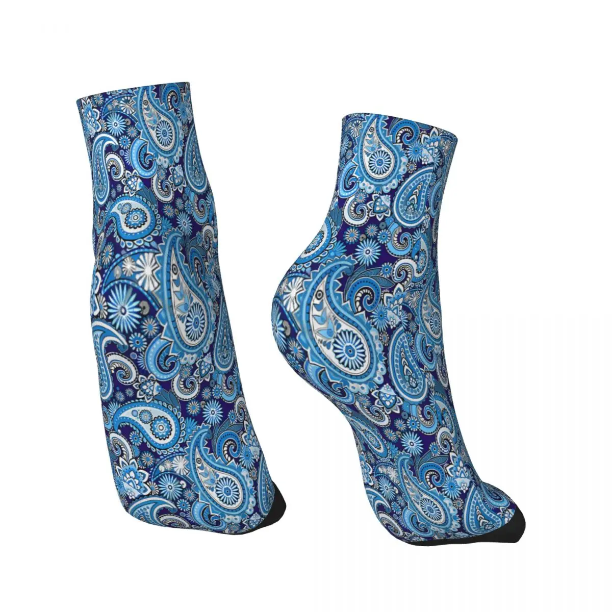 Chaussettes sans couture à motif floral bleu pour hommes et femmes, bas d'hiver, Paisley, Babylone, goutte d'eau, rinçage, Hip Hop