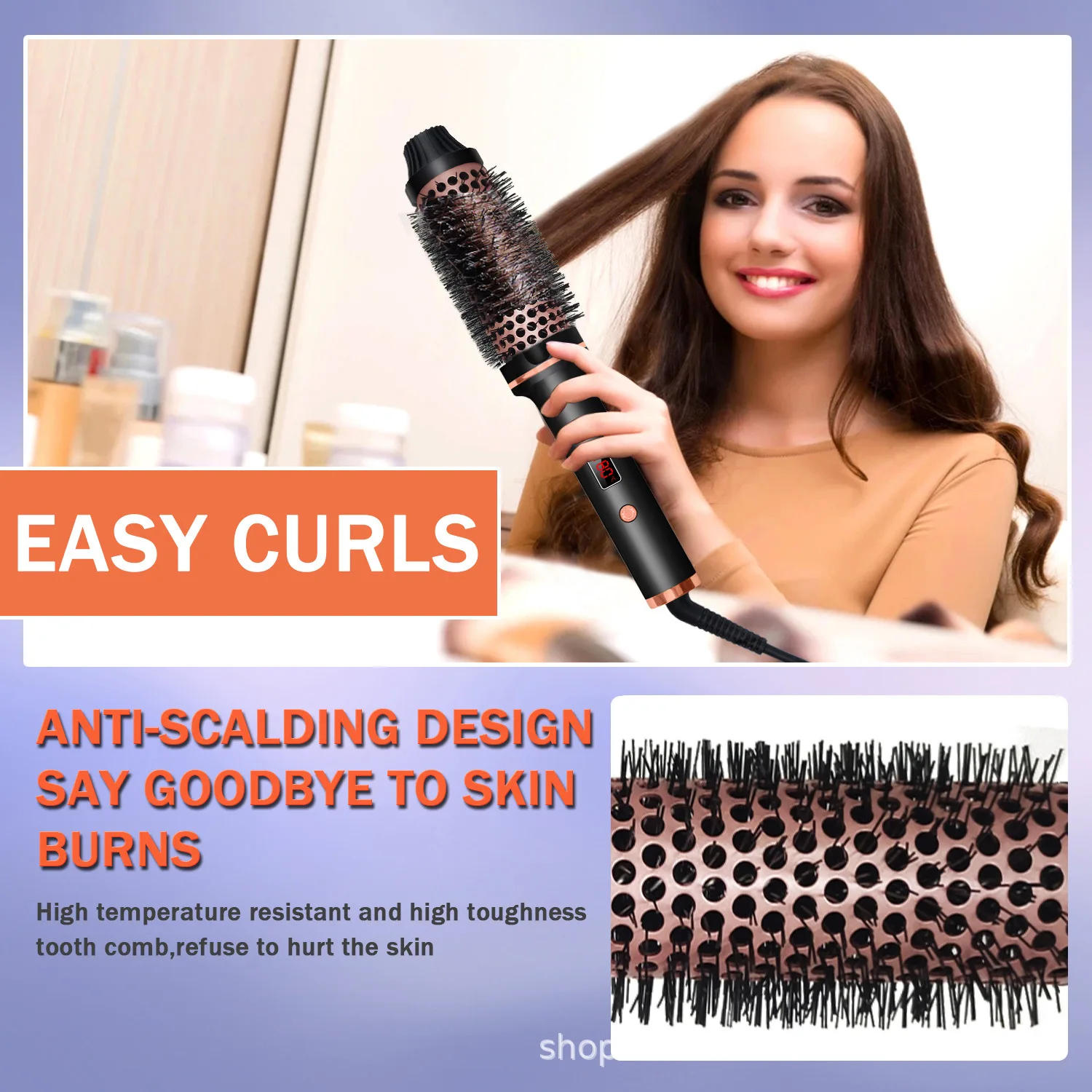 Iron PTC Heating Constant Temperature Roller Comb Curling Iron Electric Comb Fluffy Curling