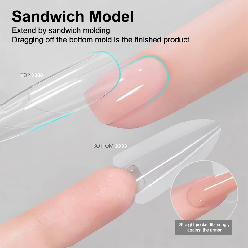 240 قطعة أشكال الأظافر المزدوجة اللوز تمديد جيل للأظافر أشكال الأظافر غطاء كامل قابلة لإعادة الاستخدام قوالب الأظافر ل هلام الأظافر الصلبة الغراء مسمار الفن