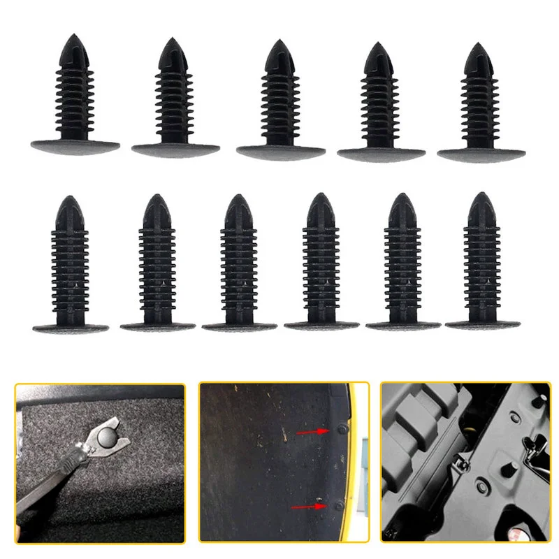 40pcs Mixed 5mm 6mm 7mm 8mm Car Interior Fastener Clips Car Trunk Roof Trim Panel Rivet Push In Clips Black Universal Car Stuff