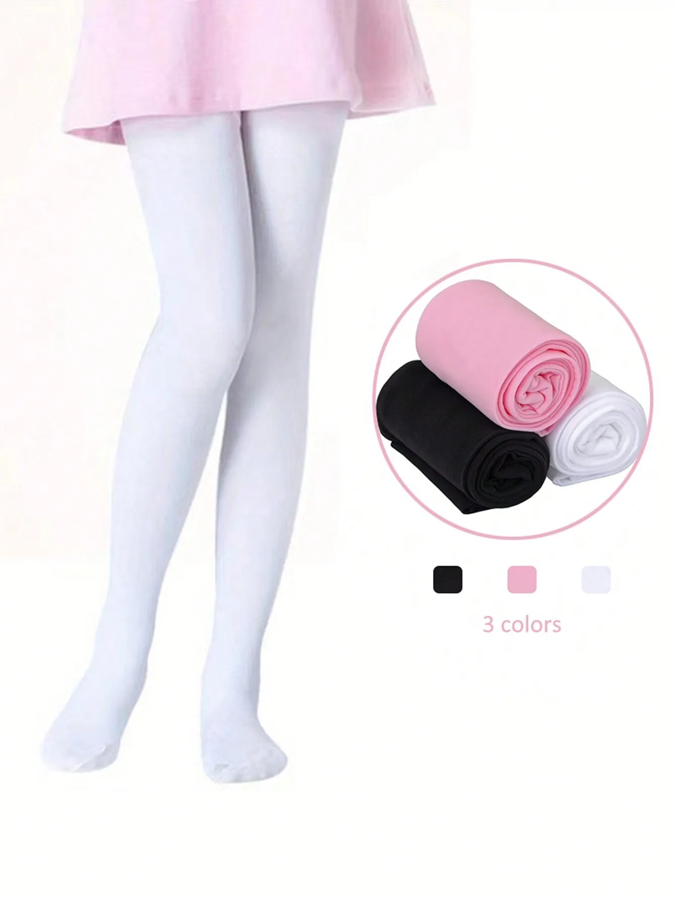 

3 пары однотонных бархатных колготок для девочек для балета и повседневной носки, черный, розовый, белый