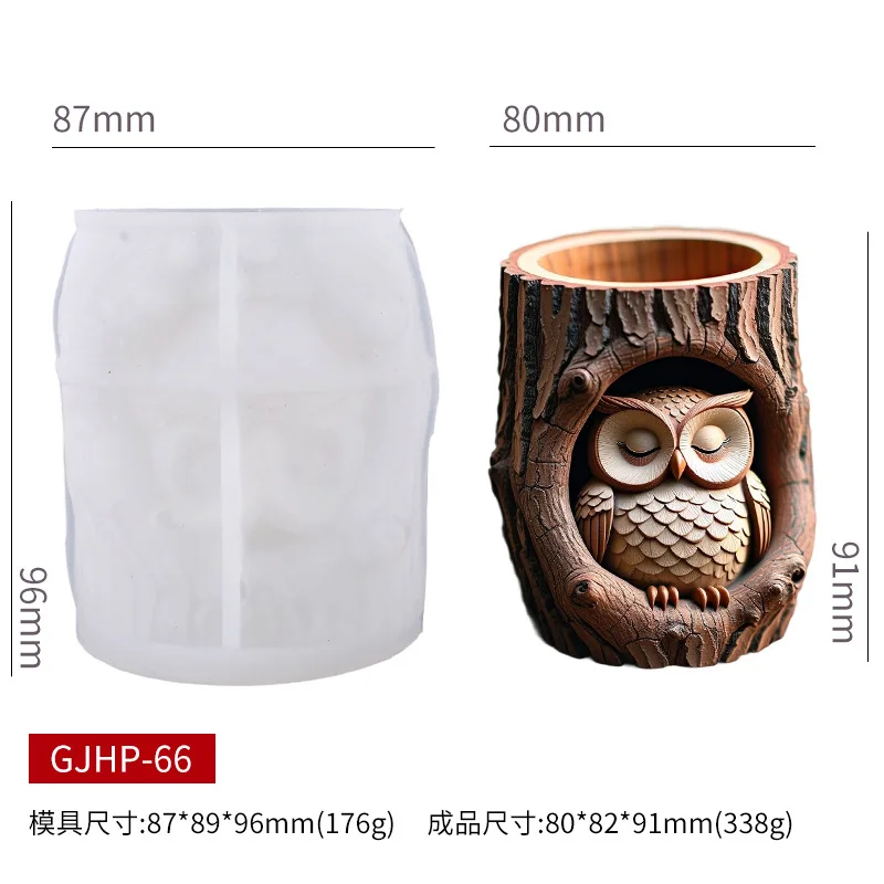 Owl Design Silicone Candle Holder Mold, Tree Trunk Shape for DIY Candles, Colorful Home Decor, Durable Reusable Craft Mold