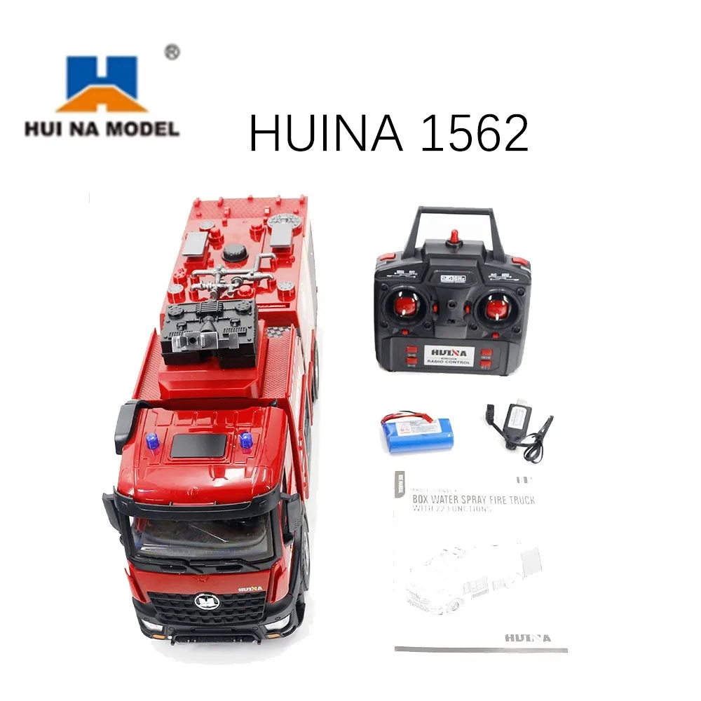 HUINA RTR 1/14 2.4G 1562 RC 원격 조종 박스 물 분사 가능 소방차 배터리 TOUCAN 야외 장난감 소년용 TH18050