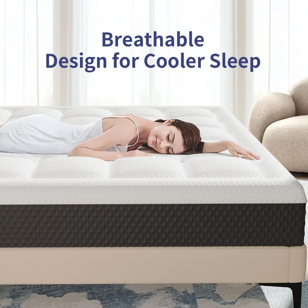 Queen Size 12 Inch Memory Foam Mattress - Gel Cooling, Pressure Relief, CertiPUR-US Certified, Fiberglass-Free