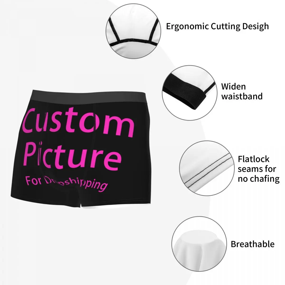 Male Cool Personalized Custom Photo Logo Underwear Boxer Briefs Men Soft Shorts Underpants view 5