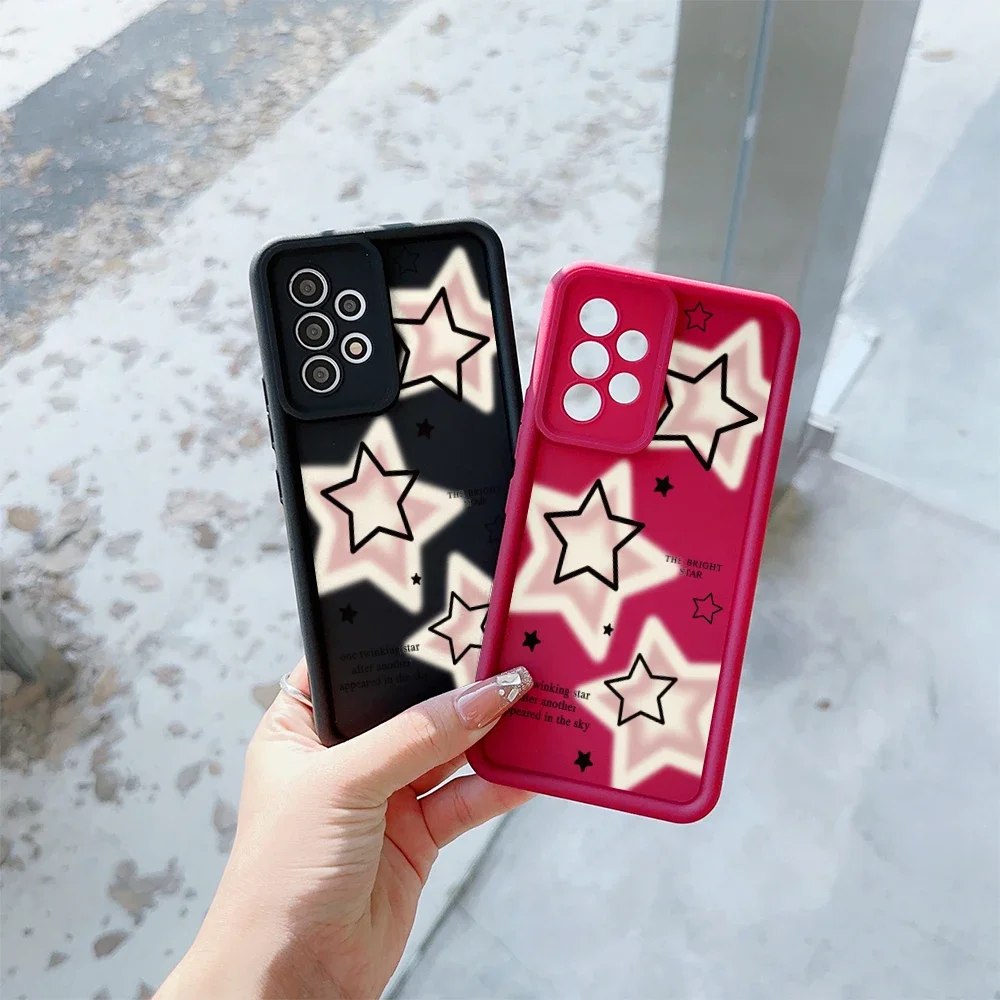 Korean Cute Pink Star Phone Case For OPPO Reno 13 12 11 10 4 5 7 Pro 6 Plus 13F 12F 11F ZF 2Z Find X3 Lite A3 Pro Silicone Cases