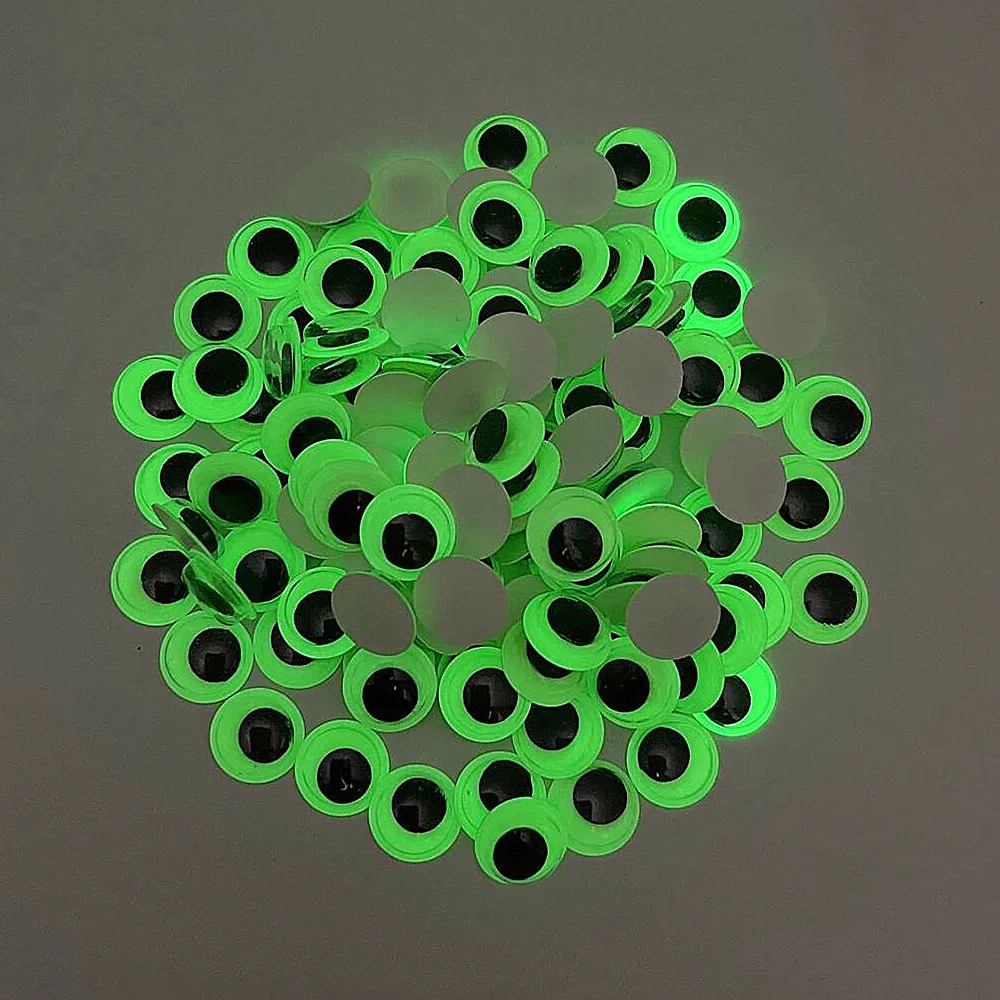 6mm-25mm Glow in The Dark Wiggle Googly Eyes Self Adhesive Plastic Green Sticker Luminous Eyes for DIY Crafts Halloween Decor