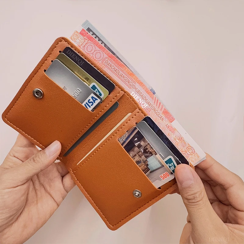 Women's PU Leather Ultra Thin Credit Card Holder Small Bifold Wallet Men Slim Short Purse Minimalist Fashion Pocket Card Case
