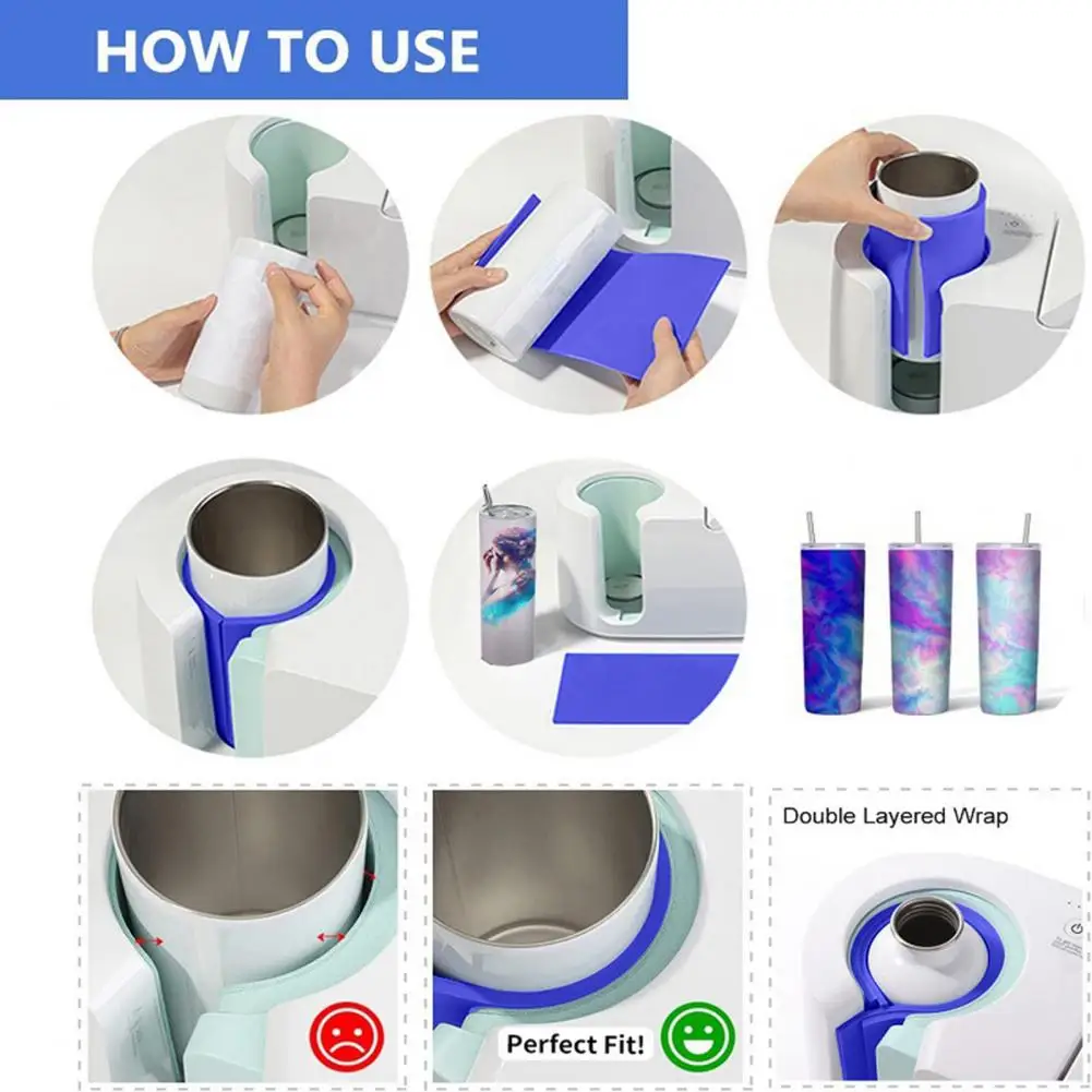 3Pcs Sublimation Tumbler Wrap 3 Thickness Heat Resistant Silicone DIY Mug Press Sublimation Cup Wrap Sleeve Home Supplies