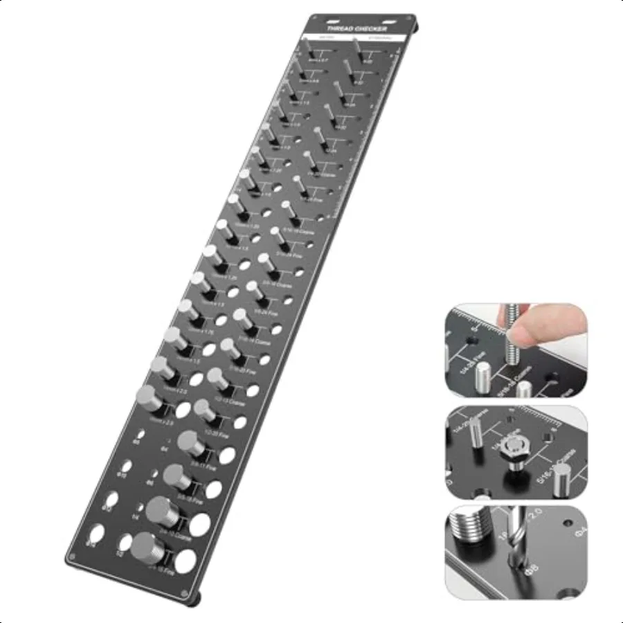 

34 Thread Checker Nut and Bolt Thread Identifier Gauge: Precision Engineered with 15 Metric 19 Standard 8 Drill Sizes for Accur
